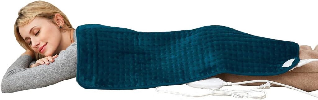 Ambershine 45cmx85cm XXXL King Size Heating Pad with Fast-Heating Technology6 Temperature Settings, Flannel Electric Heating Pad/Pain Relief for Back/Neck/Shoulders/Abdomen/Legs (Dark Teal)