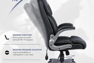 high back executive office chair ergonomic home computer desk leather chair with padded flip up arms review