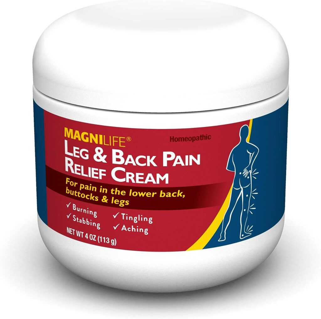 MagniLife Leg  Back Pain Relief Cream Relieves Burning, Tingling, Shooting, Stabbing Pains  Sciatica Symptoms - Fast-Acting  Deep Penetrating Non-Greasy Topical with Aloe  Calendula - 4oz