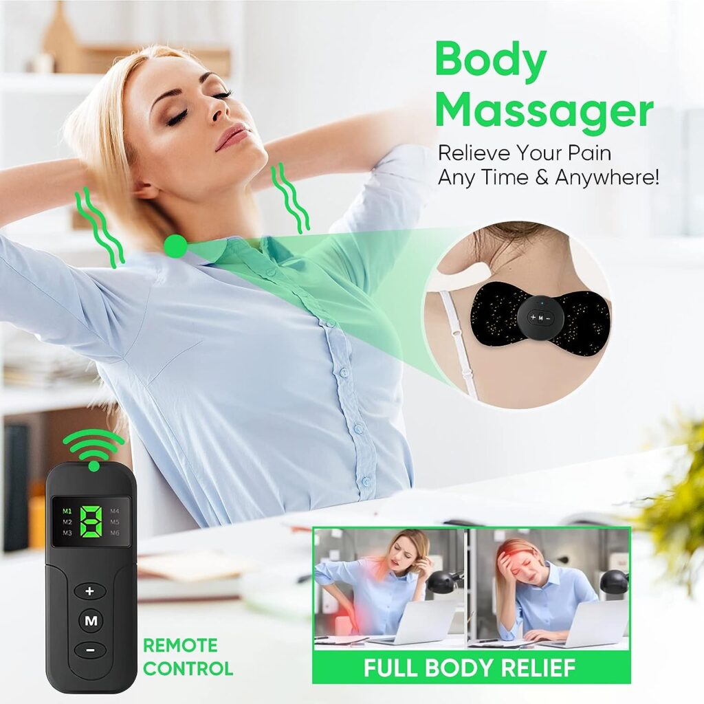 Neck Massager, 8 Modes 18 Levels Adjustable Lymphatic Drainage Massager - Back Massager for Back Pain, Mini Massager Machine for Lower Back and Neck Pain
